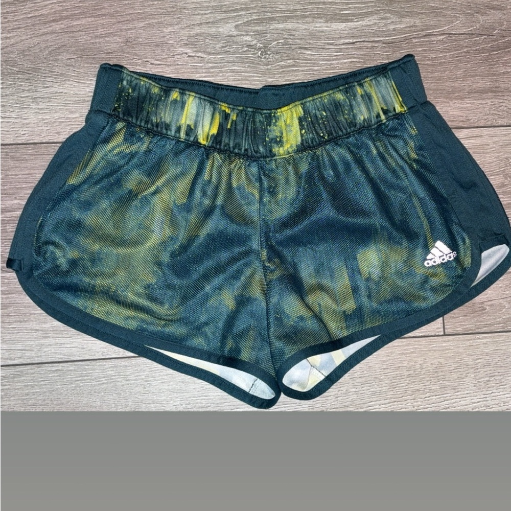 Adidas Size Small Climalite Athletic Shorts Mesh Detail Lined Green Blue Tie Dye